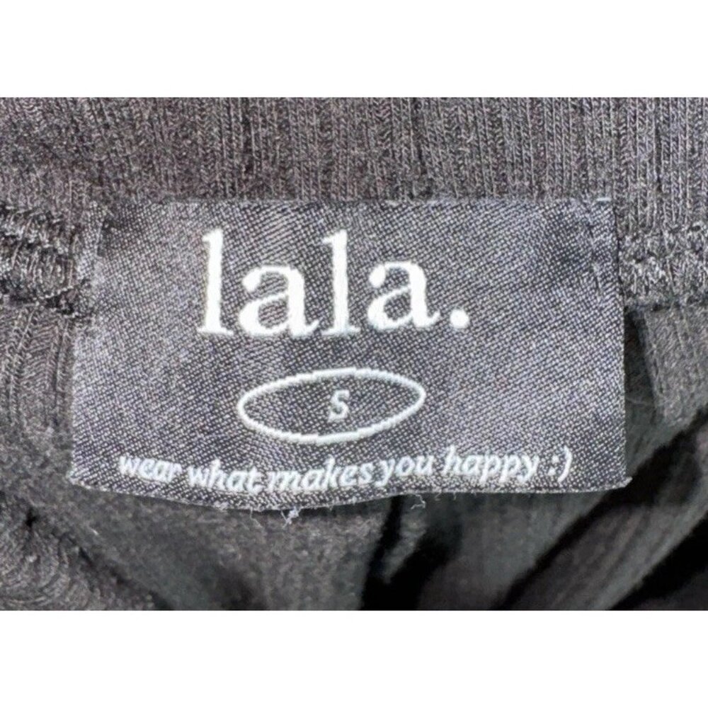 DRESSED IN LALA Women’s Small Lex Ribbed Pants Wide Leg Cropped Culotte Black - Picture 3 of 5